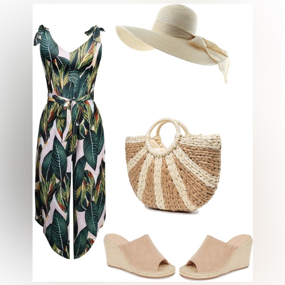 NWT Tropical Chiffon Jumpsuit